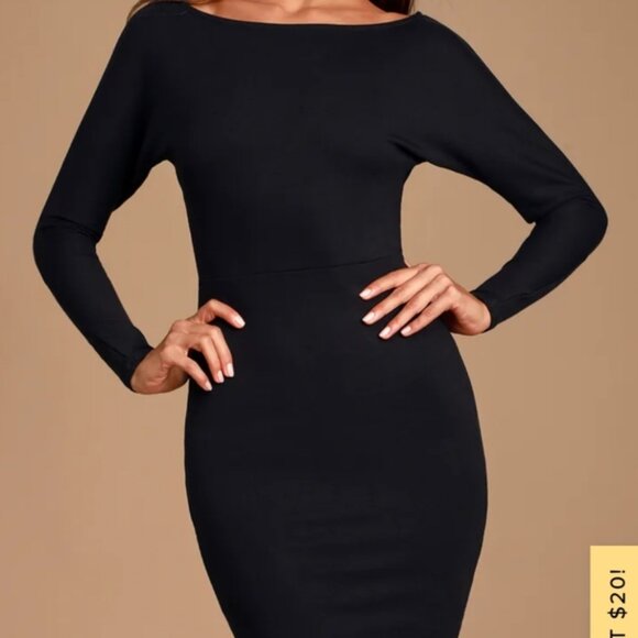Lulu's Black Long Sleeve Bodycon Knit Dress Size XS - Picture 2 of 9